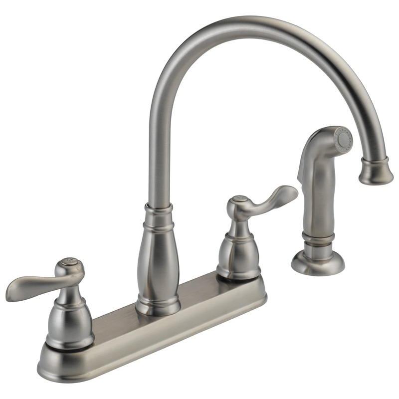 DELTA Windemere 21996LF-SS Kitchen Faucet, Deck, Dual-Handle, Stainless Steel